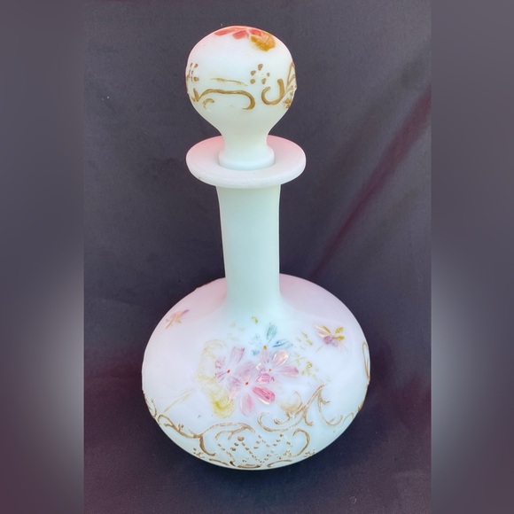 Antique Victorian Glass Decanter Barber Bottle Hand Painted Intact with Stopper - Picture 1 of 9